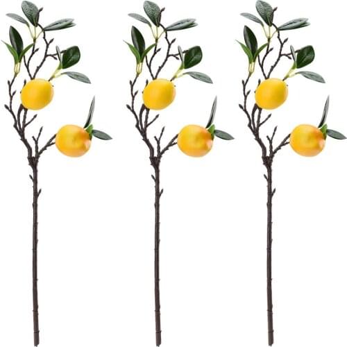 Plants Home Decor Artificial Lemon Bunch For Party Wedding 3pcs Beautiful Plastic 50 Cm 50cm Vine Realistic Fruit Props