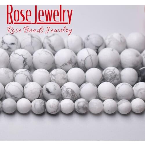 Natural Matte White Howlite Turquoises Stone Round Loose Beads For Jewelry Making 6 8 10 mm Spacer Beads Diy Bracelet Wholesale