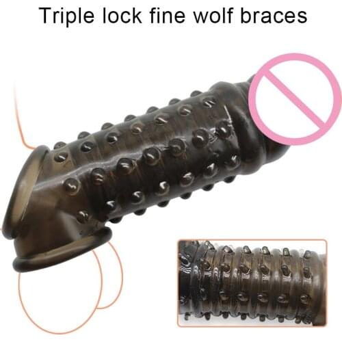 Hot Penis Extender Enlargement Cock Ring Reusable Condoms with Soft Spikes Male Sex Toys sy998
