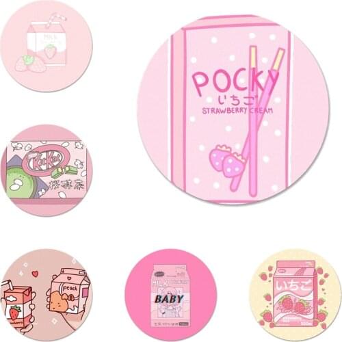 Kawaii Japanese Strawberry Milk Icons Pins Badge Decoration Brooches Metal Badges For Clothes Backpack Decoration