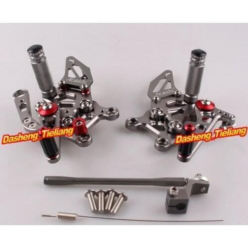 Motorbike CNC Aluminum Alloy Adjustable Rearset Foot Pegs For Aprilia RSV4 2009 2010 2011 Gray