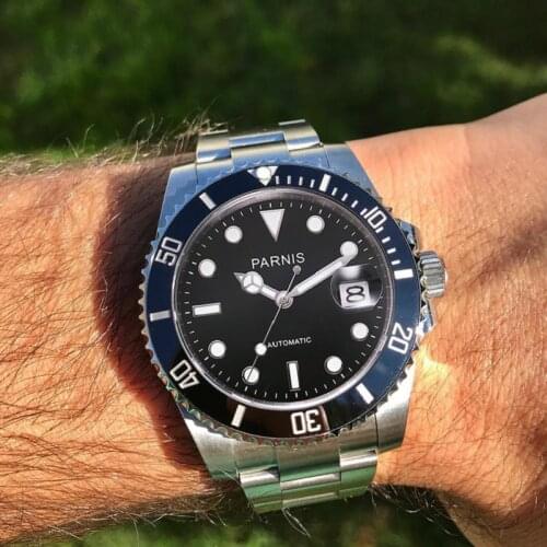 2021 Diving Watch For Men 40mm Sapphire Stailess Steel Luminous Waterproof Automatic Mechanical Wristwatches Male Clock PARNIS