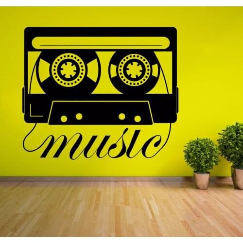 Music Style Wall Decal Music Cassette Wall Sticker Tape Recorder Design Wall Mural Music Player Stickers For Home Decor 1069