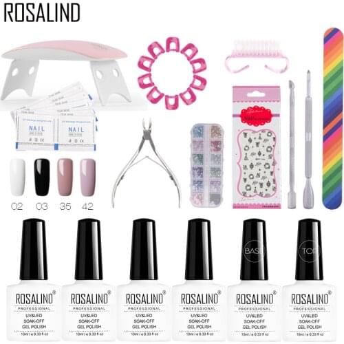 ROSALIND Gel Nail Polish Set For Manicure Acrylic Soak Off Gel Varnish For Nail Art Design UV Dryer Nail Extension Tool kit