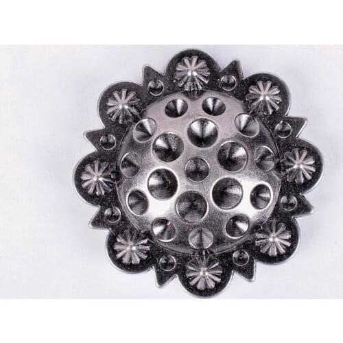 Set of 5 WESTERN HORSE SADDLE TACK 1-3/8" RETRO SILVER BERRY CONCHOS SCREW BACK