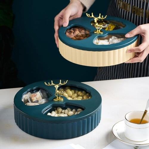 Nordic Round Fruit Plate Snacks Candy Storage Jar Modern Home Decor Accessories Snack Plate Trays Decorative Desk Decoration