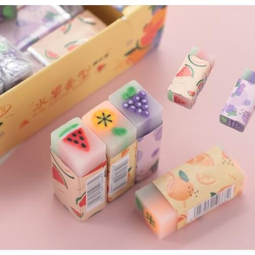 New Kawaii Creative Custom Fruit Cartoon Fragrance Cute Eraser Children Student Prize 2B Eraser Stationary Kids School Supplies