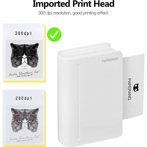 PAPERANG 112mm Pocket Photo Printer Portable 300dpi for Photo Picture Receipt Memo Note Label Sticker Compatible with phone