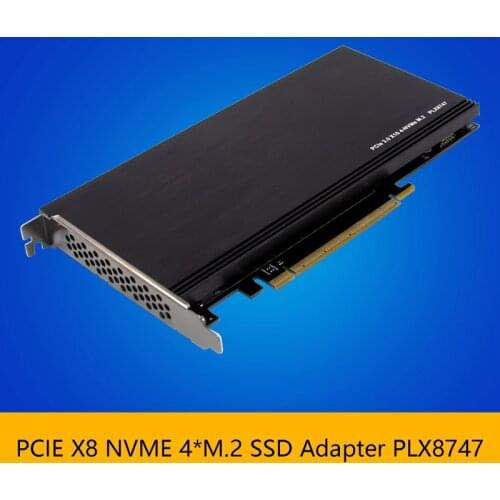 PCI-E 3.0 X16 PLX8747 to 4XM.2 NVMe SSD Riser Card Adapter for Miner BTC Mining Expansion Card
