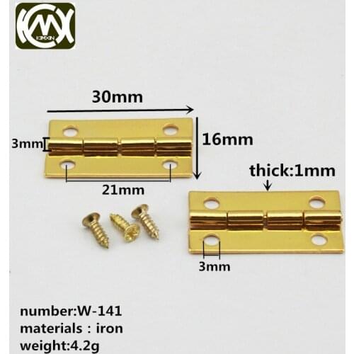 W-141 10pc 30mm*16mmWooden box hardware accessories, cigar box hinge iron hinge Mini hinge Equipped with screw Exempt postage