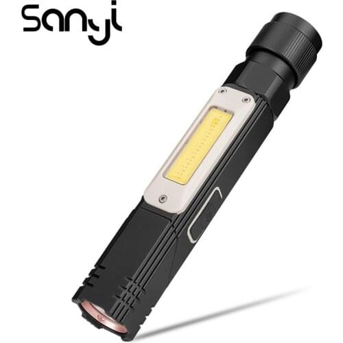 SANYI Flashlight Torch LED Lanterna Built-in Battery USB USB Rechargeable Portable Lantern 5 Modes Super Bright Camping Light