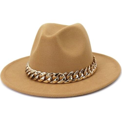 Fashion Boho Women artificial wool Fedora Hat Elegant Lady Winter Autumn Wide Brim Jazz Church Panama Sombrero Cap MZ34