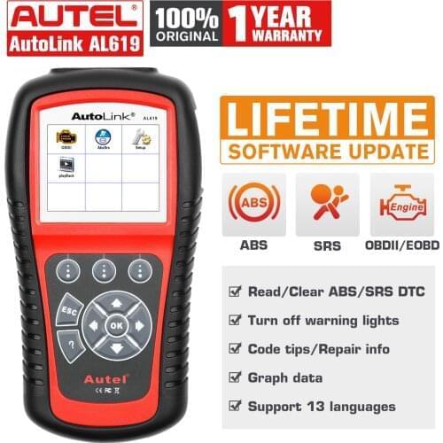 AUTEL AL619 SRS ABS Airbag OBD2 Diagnostic Scan Tool Fault Code Reader Scanner