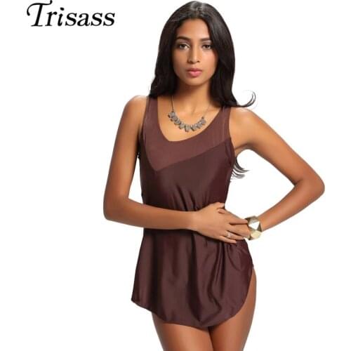 Trisass 2021 New Sexy One Piece Swimsuit Women Plus Size Skirt Swimwear Vintage Bodysuit Skirt Dress Bathingsuit L-4XL Beachwear