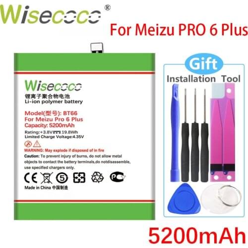 WISECOCO 5200mAh BT66 Battery For Meizu PRO 6 Plus Phone In Stock High Quality Battery With Tracking Number
