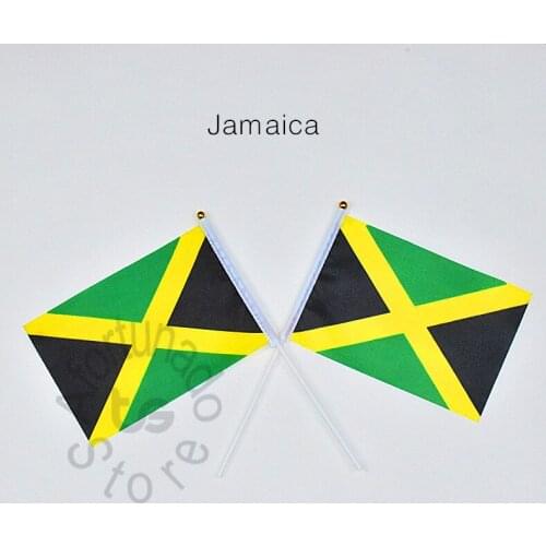 Jamaica flag Banner 14*21cm hand waving National flag Home Decoration flag banner