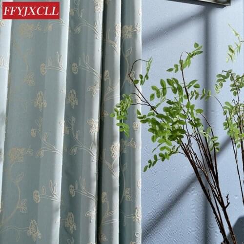 Modern Curtains for Living Room Bedroom Simple EuropeanStyle Artificial Cotton Embroidery Curtain Finished Product Customization