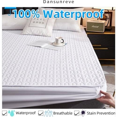 Dansunreve Wave Shape Mattress Protector Waterproof Fitted Sheet Breathable Bed Linen Embossed All-inclusive Fiber Topper Pad