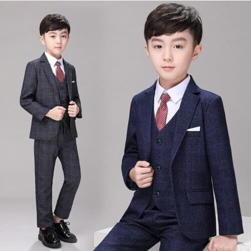 Japan Kids Jacket+Vest Pants Bowtie 4pcs Luxurious Wedding Suit Flower Boys Birthday Formal Dress Gentleman Party Costume