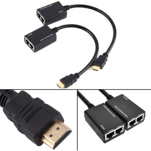 2Pcs HDMI-compatible to 3D 1080P RJ45 Cat5e/6 LAN Ethernet Balun Extender Repeater Adapter
