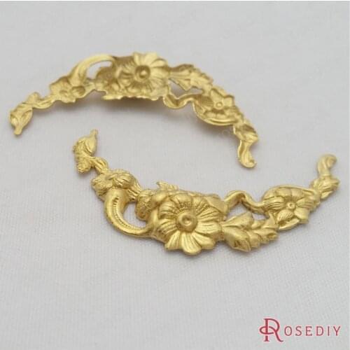 Wholesale 40*23mm No Plated Natural Color Flower Brass Decorative Flake Diy Jewelry Findings Accessories 20 pieces(JM7143)