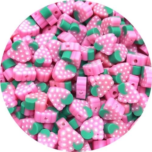 30pcs/lot 10mm Strawberry Beads Polymer Clay Beads Mixed Color Polymer Clay Spacer Beads For Jewelry Making DIY Bracelet #12