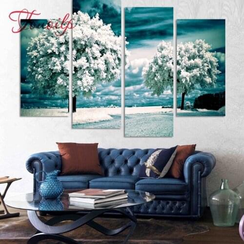 4pcs,Full Square 5D DIY Diamond Painting winter teer Wall Picture Diamond Embroidery, Cross Stitch,Mosaic,stickers,home decor