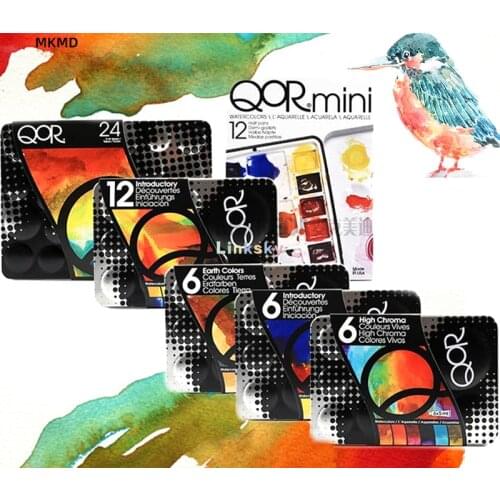 American QOR Master Watercolor Paint, 6,12,24 Colors Tin Box,Tube Acuarelas,solid Watercolor Set, ProfeSsional Painting Supplies