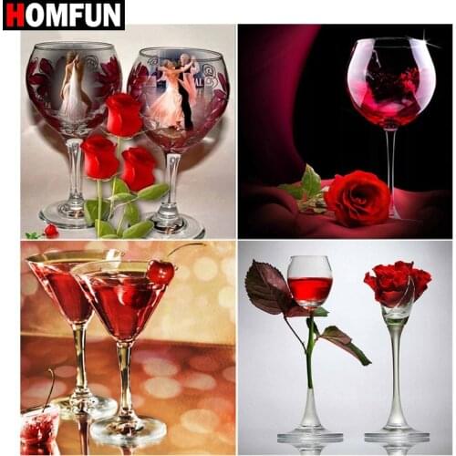 HOMFUN Full Square/Round Drill 5D DIY Diamond Painting "Wine glass landscape" 3D Embroidery Cross Stitch 5D Decor Gift