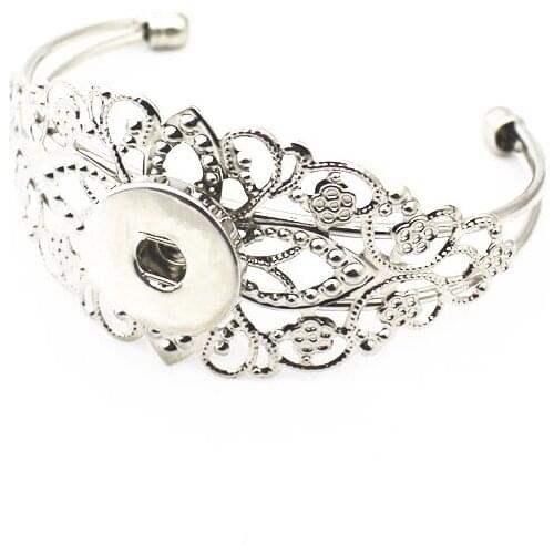 Open type bracelet heart snap with Adjustable Chain bracelet alloy Mix fit 18mm DIY snap button pendant accessories woman gift