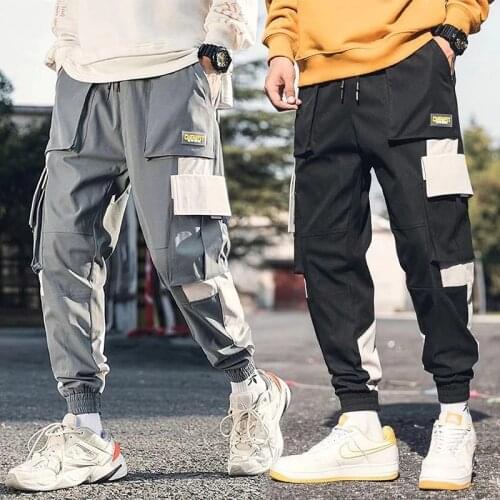 Pocket Elastic Men Sporty Pants For Hip hop Causal Runnings Pants High Street Jogger Male Pants New Pocket Trousers Streetwear