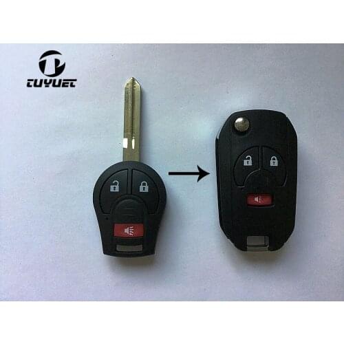 2+1 Buttons key Blanks Case For Nissan 3 Buttons Modified Flip Folding Remote Key Shell