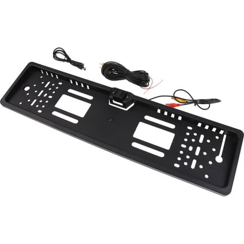 Black Auto Car License Plate Frame Rear View Camera With LED Lights Night Vision