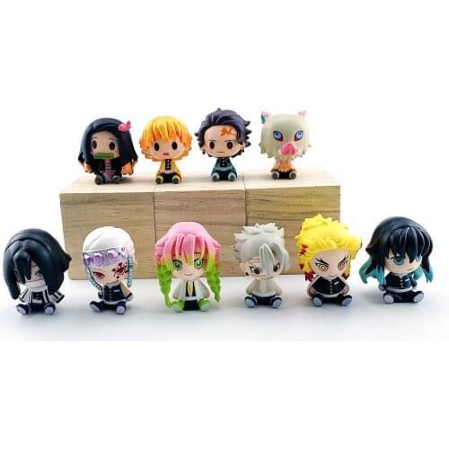 Demon Slayer Figure Toy Doll Sitting Ghost Action Figure Kawaii Q Version Tanjiro Nidouzi Inosuke Zenizu Collection Model Gift