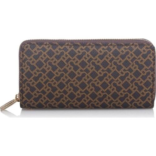 Fashion Zipper Long Women Wallet Geometric Pattern PU Leather Holder Purse Creative Carteira Feninina