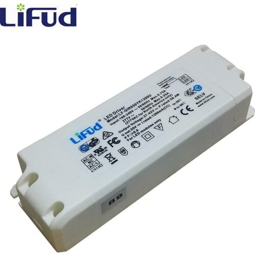 Lifud Isolated LED Driver LF-GIR050YK1200U 50W 55W 27-42Vdc 1200mA/1300mA LED Power Supply Transformer AC100-277V