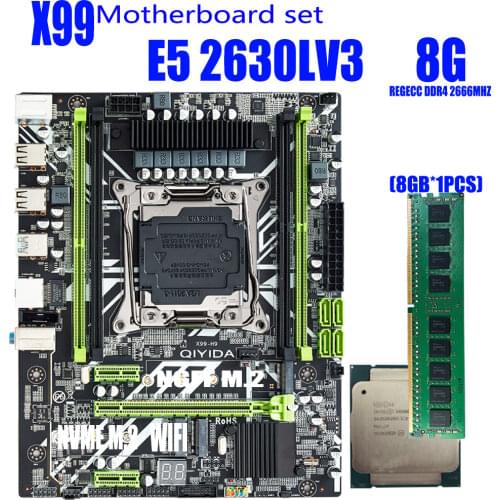 X99 DDR4 4 DIMM D4 Motherboard Set with Xeon E5 2630LV3 LGA2011-3 CPU 1pcs * 8GB = 8GB PC4 RAM 2666MHz DDR4 Memory RAM REG ECC