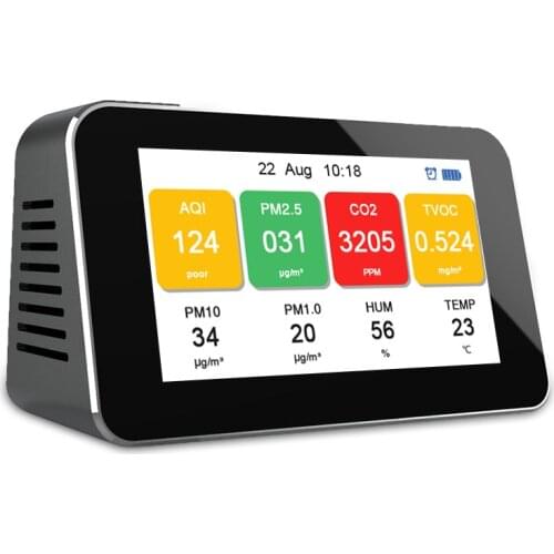 Multi-function LCD Display Air Quality Monitor Co2 Meter PM2.5 PM1.0 PM10 CO2 TVOC Particle Detectors Monitor Dust Meter