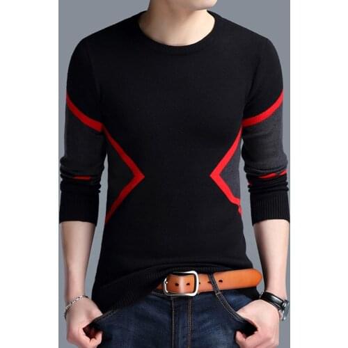 Knitted Mens Sweater 2021 Autumn Winter Fashion Brand Clothing Slim Fit Contrast Color Men Pullover Korean Base Shirt Classic