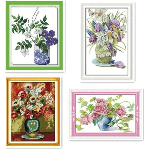 Beautiful vase 11ct 14ct Count Grid Embroidered Cross-stitch Kit Manual Embroidery Needlework Beautiful Vase Decorative painting