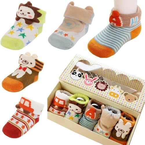 5 Pairs Breathable Cartoon Mesh Socks for Kids Spring Summer Wear