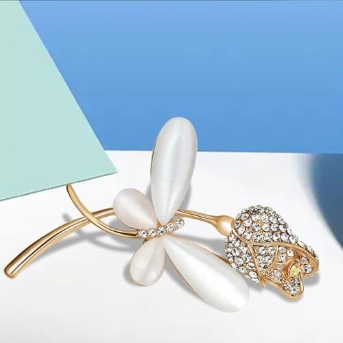 New Fine Insect Dragonfly Rhinestone Flower Pins Brooches For Women Men Fashion Jewelry Retro Boutonniere Brooch Pins Broszka