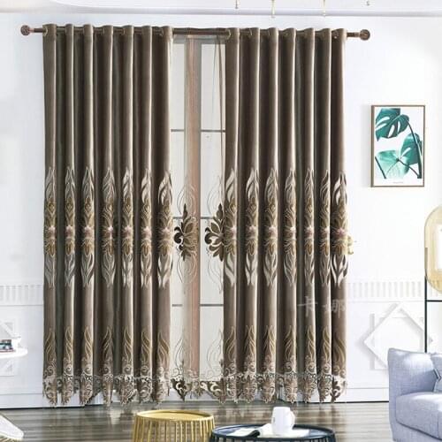 New Light Luxury New European Classical Laser Embroidered Curtain Twill Blackout Curtain Modern Curtains for Living Room Bedroom