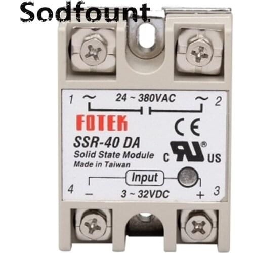 Industrial Solid State Relay SSR 40A with Protective Flag SSR-40DA 40A DC control AC