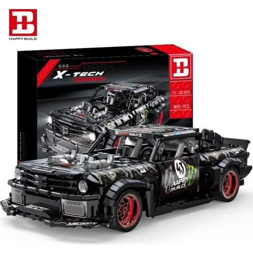 QC005 Ford Mustang Hoonicorn RTR V2 Racing Car with power function 20102 23009 MOC-22970 building block bricks Kids