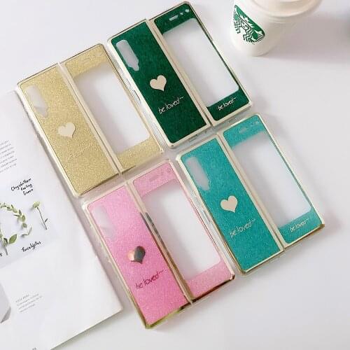 Luxury Love Glitter Phone Case For Samsung Galaxy Fold Case Silicone Soft Bling Stand Holder Back Cover For Samsung Fold