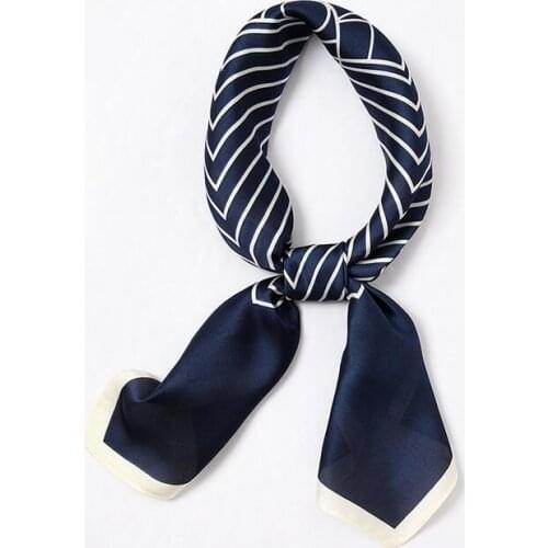 Yishine New 70x70cm Women Multifunction Polyester Silk Scarf Striped Satin Small Square Wraps Scarves Neckwear Handkerchief