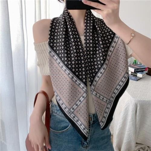 Spring 60*60cm New Chinese Style Blue and White Porcelain Printed Ladies Fashion Luxury Small Square Scarf Scarf silk Scarf