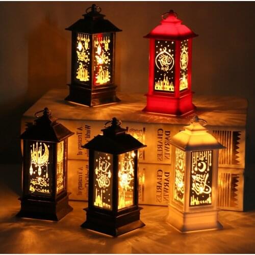 LED Ramadan Lantern Lamp Wind Lights EID Mubarak LED Lights Ornaments Muslim Party Hanging Decor Festive Lighting Supplies