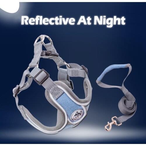 Dog Harness and Leash Reflective Durable Harness Leash for French Bulldog Labrador Corgi Dog Safe Harness Outside Accessories
